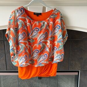 Joseph A orange paisley top